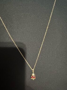 Gold Necklace with Red Crystal sacred heart necklace Women's Jewelry